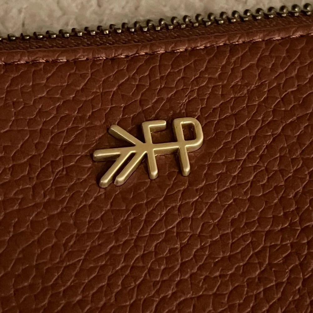 Freshly Picked Brown Pebbled Leather Wristlet Clutch